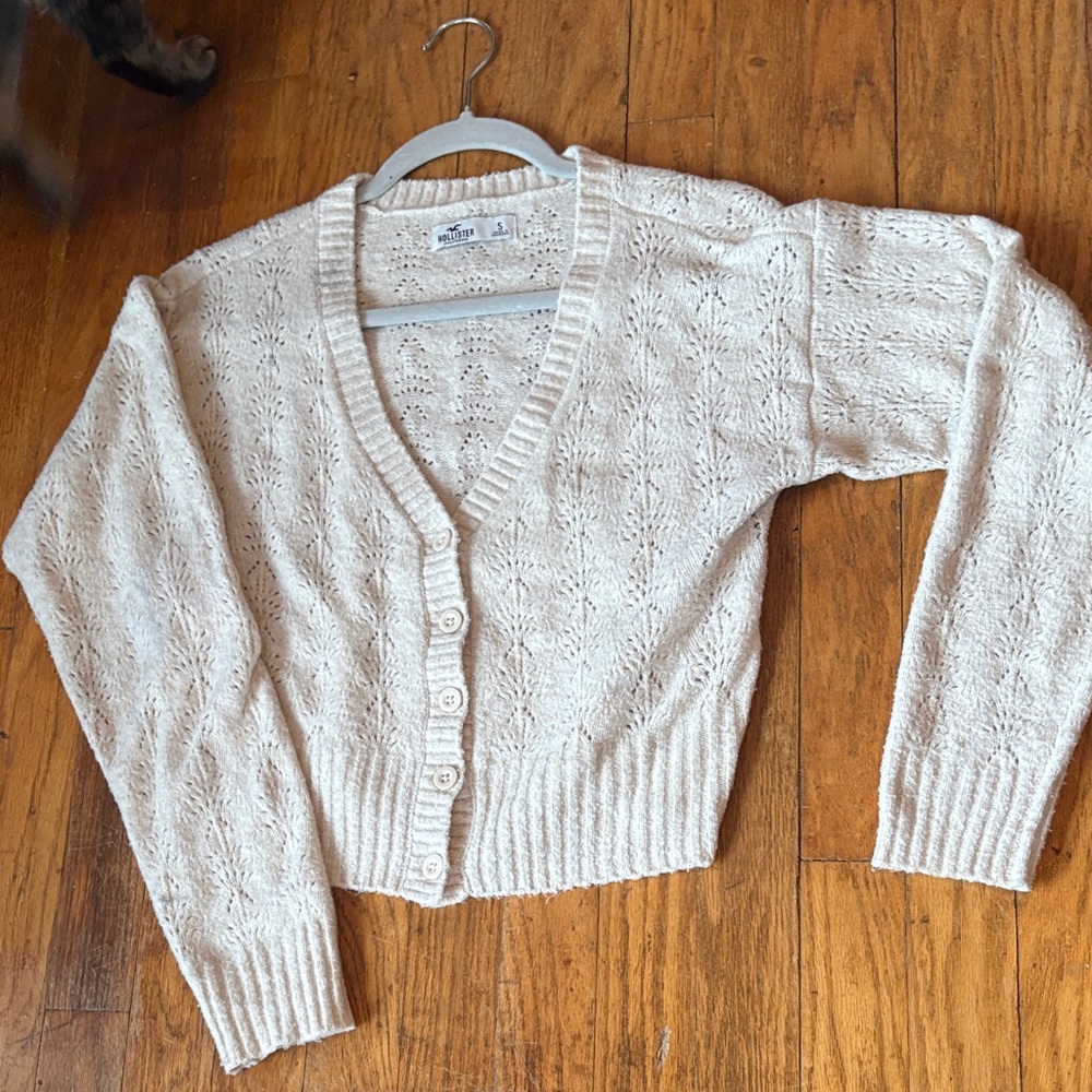 Hollister Ivory Textured Cardigan
